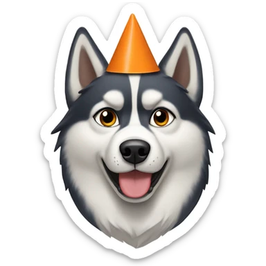 Husky with a dunce cap sticker