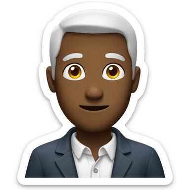 man pointing at his ear sticker