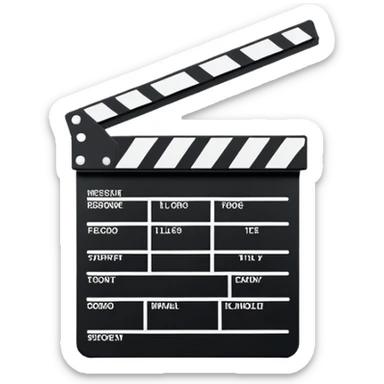 absolute minimal film clapperboard, just basic rectangular shape with one diagonal line, no details, clean silhouette only sticker