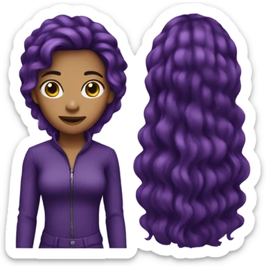 Dark purple hair with jumpsuit sticker