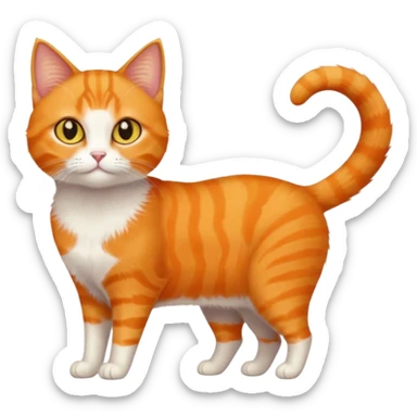 full body orange domestic shorthair slim cat with yellow/orange eyes  sticker