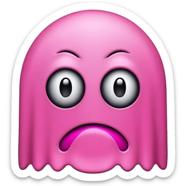 Pink Pacman ghost character with big eyelashes sticker