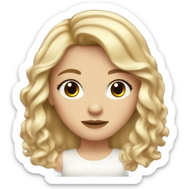 white girl, with brown lon semi wavy hair and curtain bangs  sticker