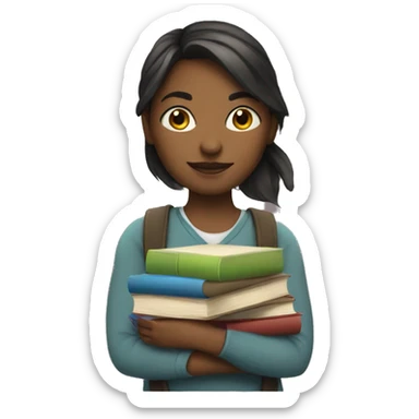 An girl with books and ball sticker