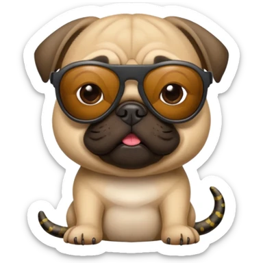 a pug with pit vipar sunglasses sticker