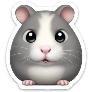 Fat grey hamster wit big black eyes that looks like it’s about to cry sticker