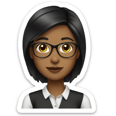 girl librarian beautiful black hair sticker