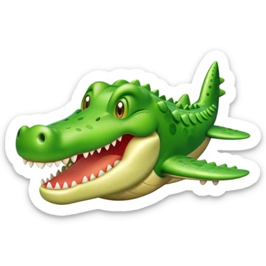 Cute crocodile plane with a smiling face sticker