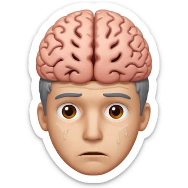a worried man that dont know what to do and with the brain out of your opened head sticker