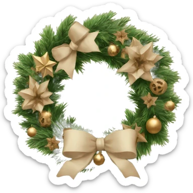 beige Christmas wreath sticker