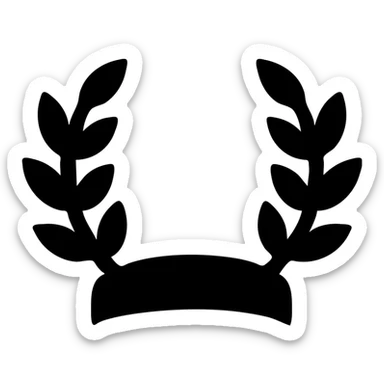 minimal icon of a Greek god crown with more perspective, laurel leaves arranged more horizontally, in silver color, type 4 sticker