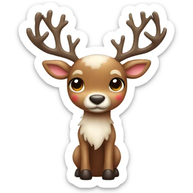 Cute reindeer with a bow sticker