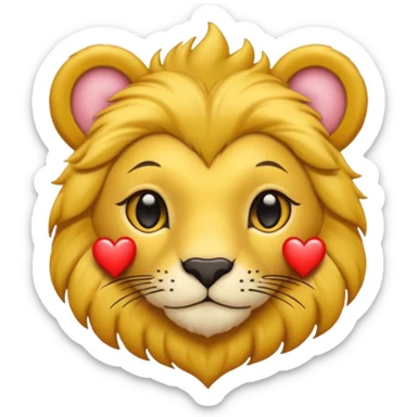 León con corazones en el ojo sticker