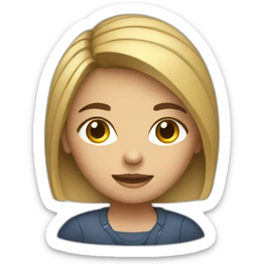 A girl who have to work on a computer sticker