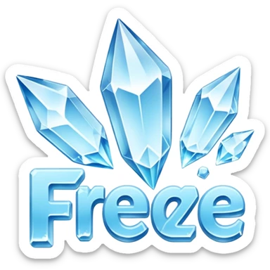 "freeze' words with frozen style sticker