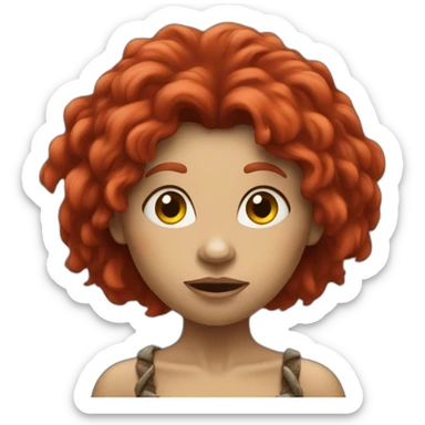 cavewoman troll with red hair sticker