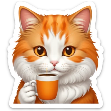 CAT drinking coffe  sticker