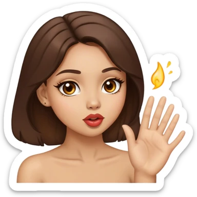 Light skin brunette with light brown eyes blowing a kiss  sticker