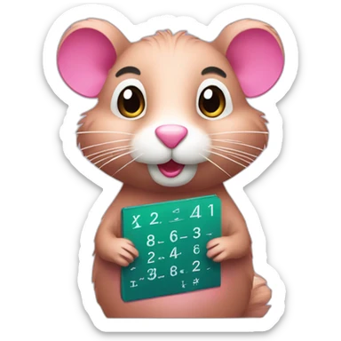 pink muskrat doing math sticker