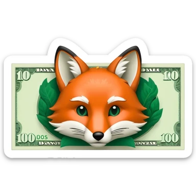 make 100 dollar bill with a fox head silhouette  sticker
