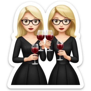Two ladies in black gowns holding glasses of wine sticker