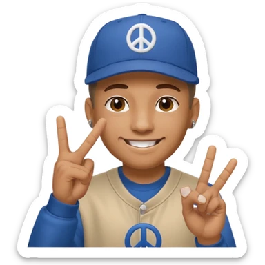 Hiphopper with baseball cap doing a peace sign with his fingers sticker