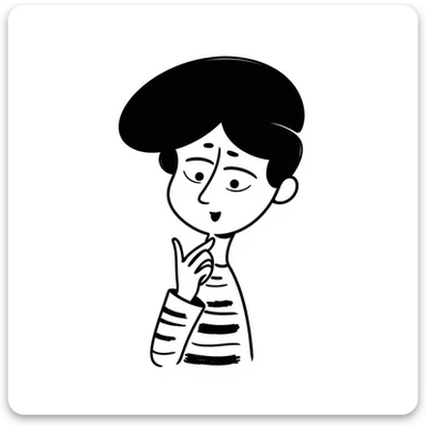 a young man with a beret, hand-drawn doodle style sticker