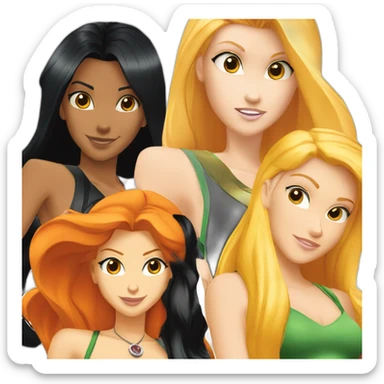 totally spies three girls blond hair black hair orange hair sticker