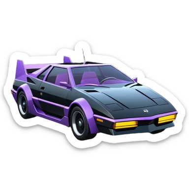  the animated series Batgirl’s aerodynamic opulent dark  futuristic concept loosely based on Toyota 1986 AE86 (flat long straight faceted mechanical body) lightweight stealthy street hot rod  sticker