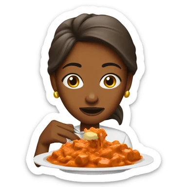 Women eating butter chicken  sticker