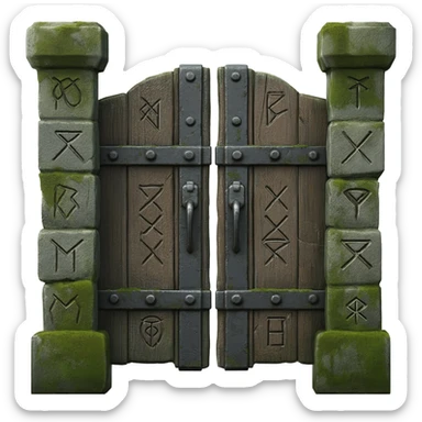 a big Stone Gate  LIKE IN THE SHADOW FIGHT sticker