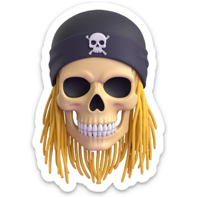 skull with dreadlocks wearing a ski mask sticker