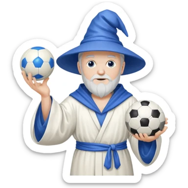 create white wizard with blue football ball sticker
