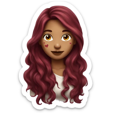 Beautiful tattooed  burgundy long haired woman blushing sticker