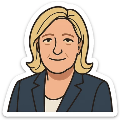 flat toon style portrait of Marine Le Pen sticker