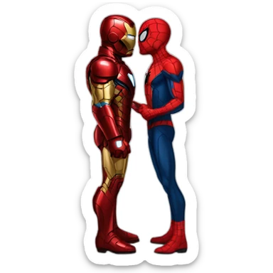 Iron Man kissing spiderman sticker