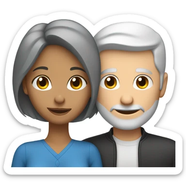White man blue eyes gray hair hugs Hispanic women  sticker