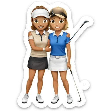 Two women golfers celebrating  sticker