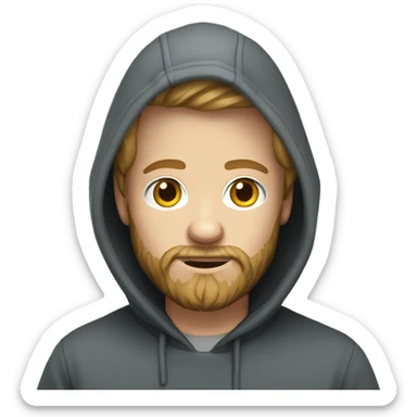 Bearded white boy wearing hoodie sticker