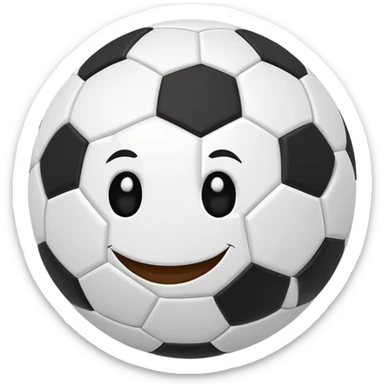 A soccer ball with a cute smiling face sticker