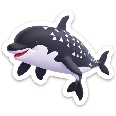 Change all blue parts of the orca to black, keeping the 3D emoji style and the rest of the colors unchanged. sticker