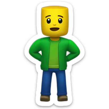 ROBLOX Noob character (Yellow head and arms, blue torso, green pants) sticker
