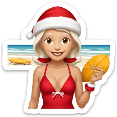 Beach Mrs Claus sticker