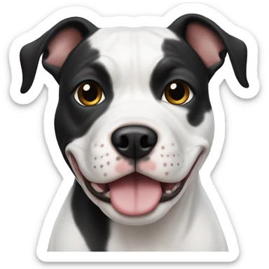 white and black pittbull dog sticker