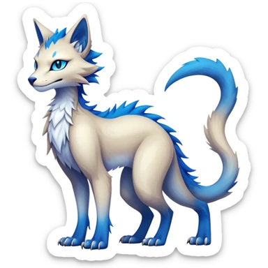 Kawaii dark cool edgy fantasy ethereal feline-vernid-sergal-fursona animal creature with a tufted tail full body sticker