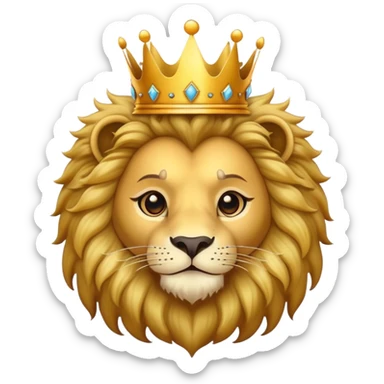 cute lion head with crown on top sticker
