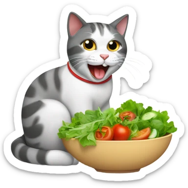 cat eating a salad  sticker