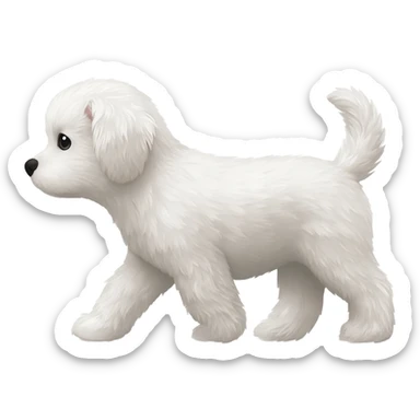 Very smallWhite fluffy dog walking side profile less details Z sticker