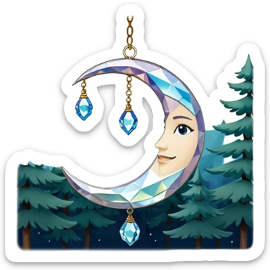 Hanging crystal crescent moon suncatcher  sticker