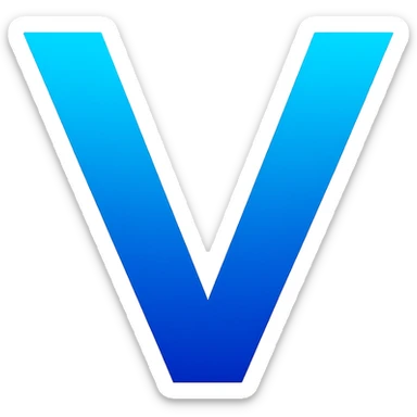 letter V with blue gradient sticker